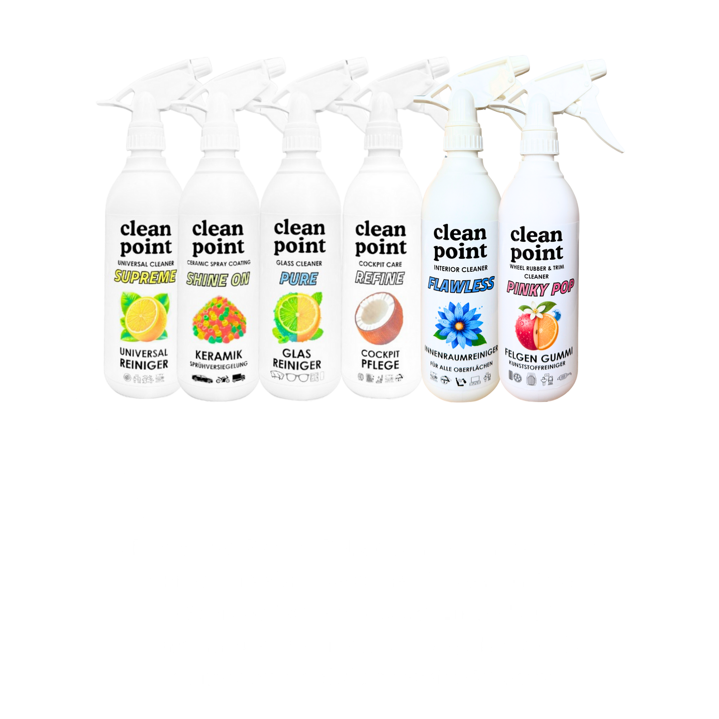 Clean Point Autopflege Probe-Set – 6× 500 ml Innen & Außen