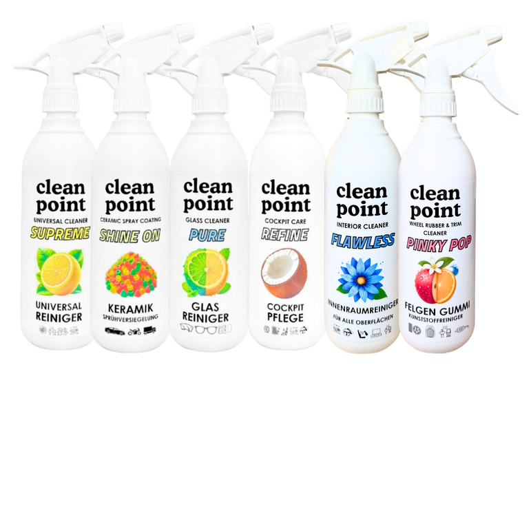 Clean Point Autóápoló próbakszett – 6× 500 ml külső & belső