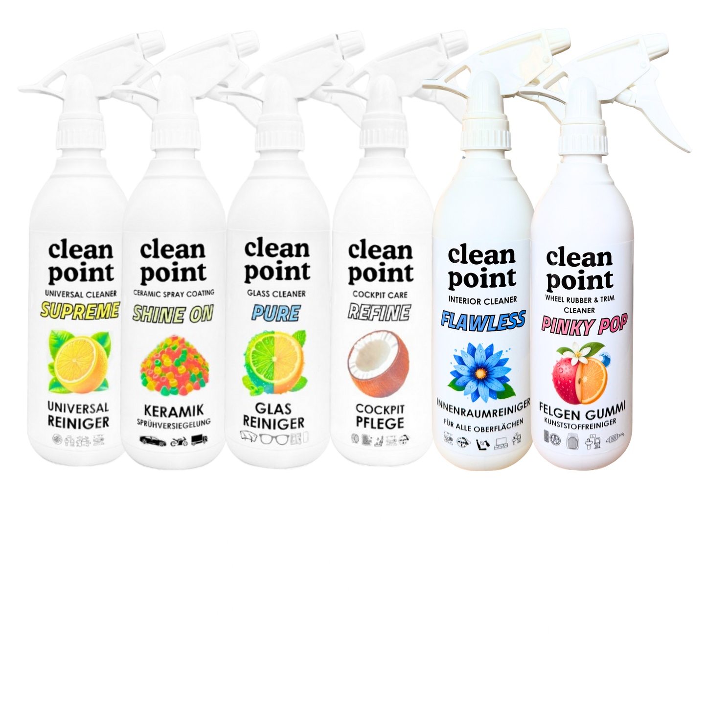 Clean Point Autopflege Probe-Set – 6× 500 ml Innen & Außen