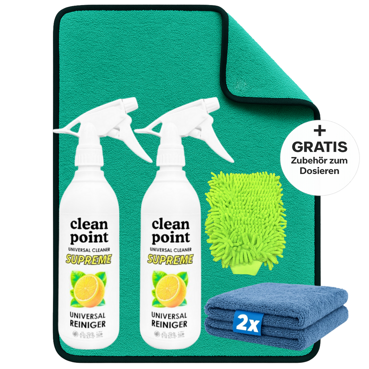 Universal Handwäsche-Set (2× Reiniger + Waschhandschuh)