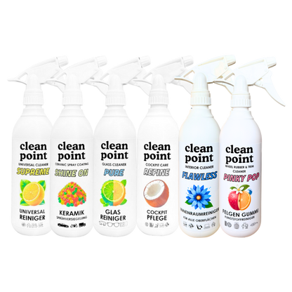 Clean Point Autopflege Probe-Set – 6× 500 ml Innen & Außen
