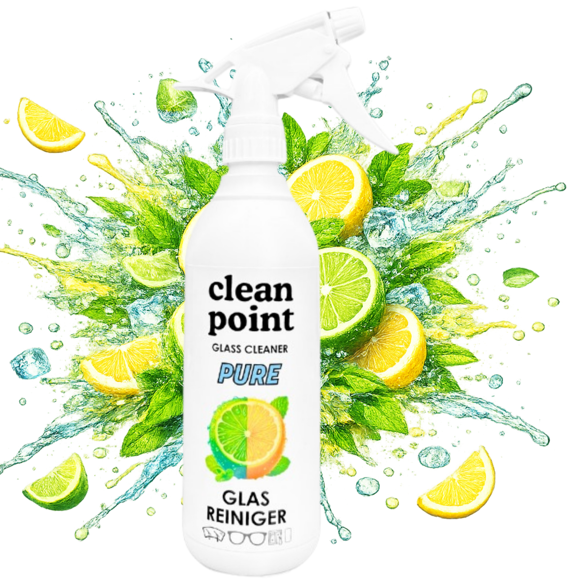 Clean Point Glasreiniger 500ml streifenfrei schnell trocknend Premium Design