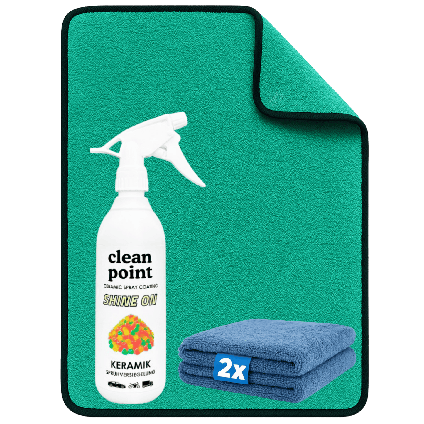 CleanPoint Keramik Sprühversiegelung Set mit XXL 700 GSM Trockentuch für Lackversiegelung, Glanz und Wasserabperleffekt