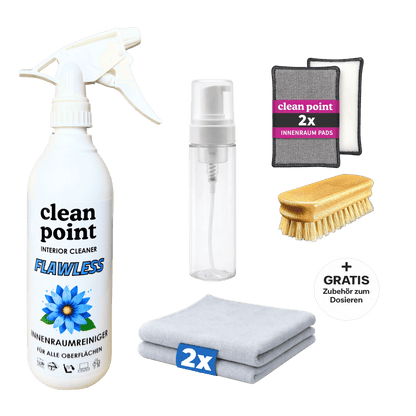 CleanPoint Lederreiniger Set Ready to Use für die Reinigung von Auto Leder, Kunstleder und Fahrzeuginnenraum