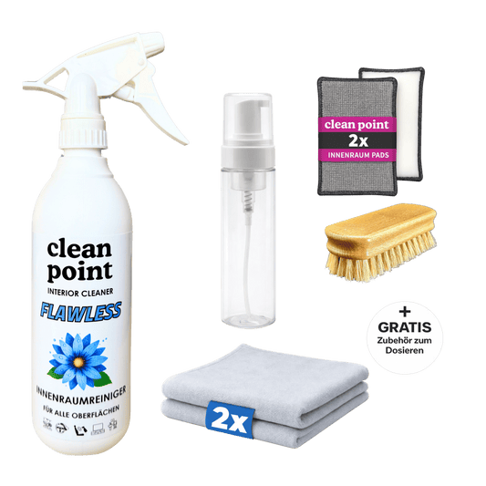 CleanPoint Lederreiniger Set Ready to Use für die Reinigung von Auto Leder, Kunstleder und Fahrzeuginnenraum