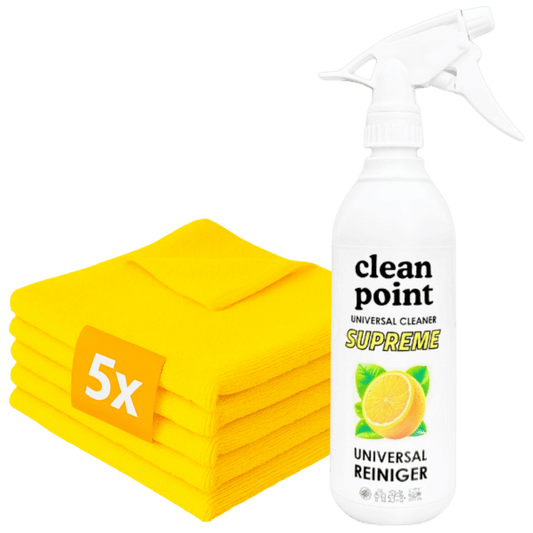 CleanPoint Universalreiniger Set APC für Fahrzeug Innenraum und Außenreinigung mit Mikrofasertüchern
