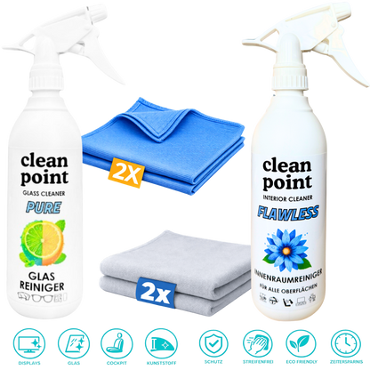 Auto Innenraum und Glas Set streifenfrei mit Mikrofasertüchern CleanPoint